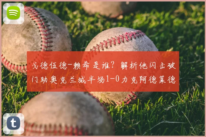 戈德伍德-赖希是谁？解析他闪击破门助奥克兰城半场1-0力克阿德莱德联的关键战术